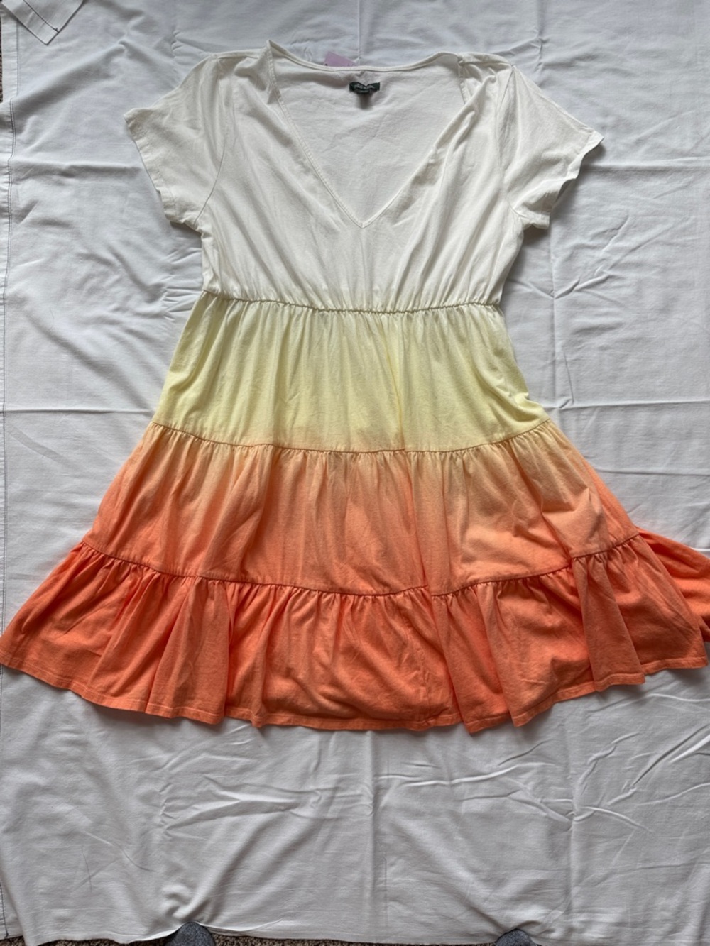 Target Wild Fable Women's Tiered V-Neck Ombre Dress in White, Yellow & Orange